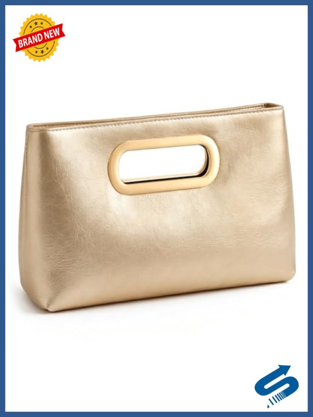 Women's Faux Leather Evening Clutch with Detachable Chain Top Handle